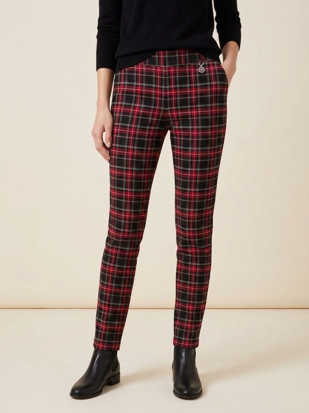 Tommy Hilfiger Kids Red and Black Plaid Bottoms